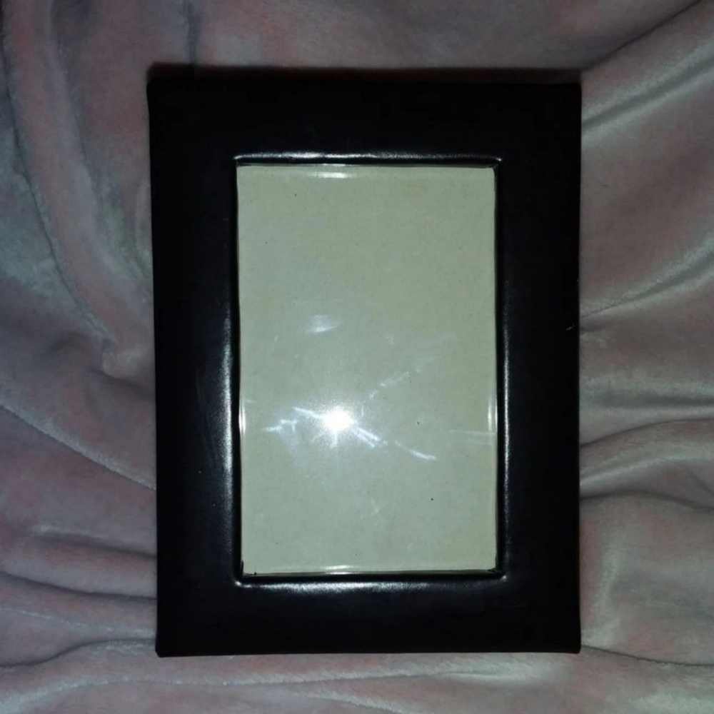 Vintage 1998 Restoration Hardware Black Leather Picture Box Storage Home Decor